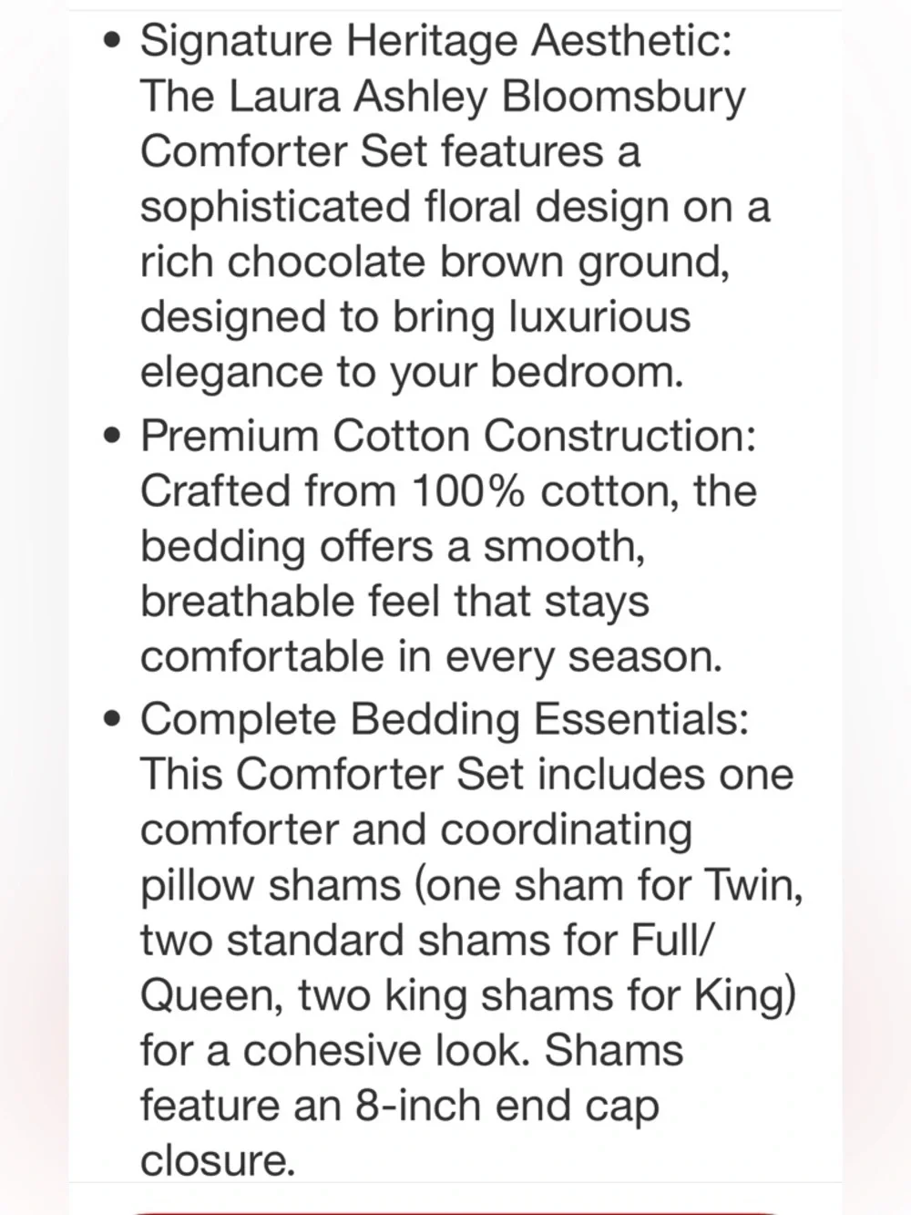 LAURA ASHLEY NEW Bloomsbury 100% cotton Comforter Set -full/queen